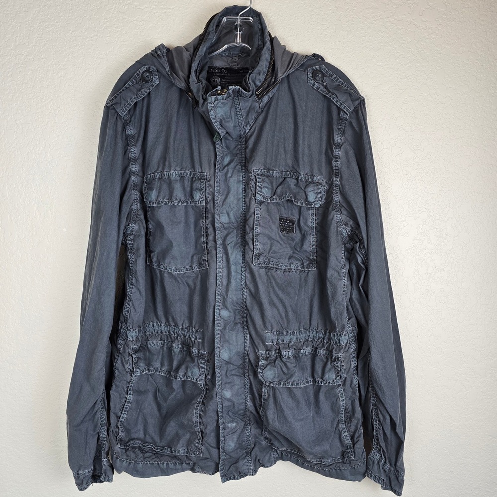 Diesel Co. Mens Field Jacket XXL Gray Cotton Hooded Utility Safari Military Coat